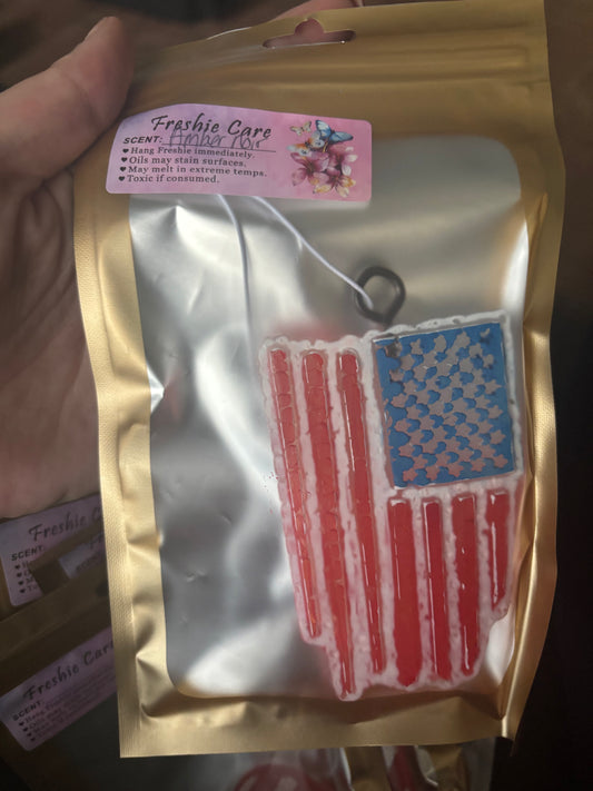 American flag car freshie Amber noir