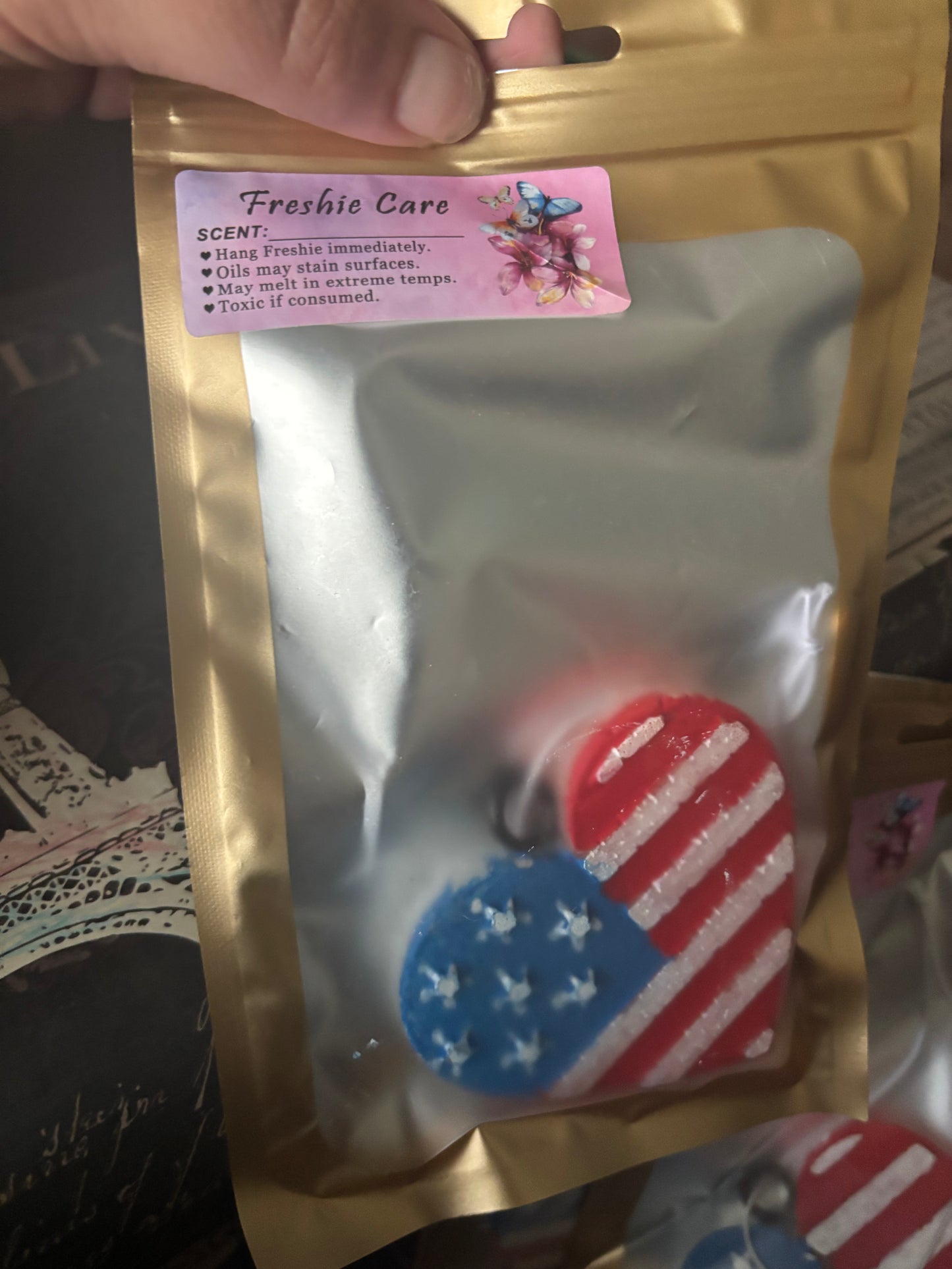 Patriotic heart citrus breeze car freshie