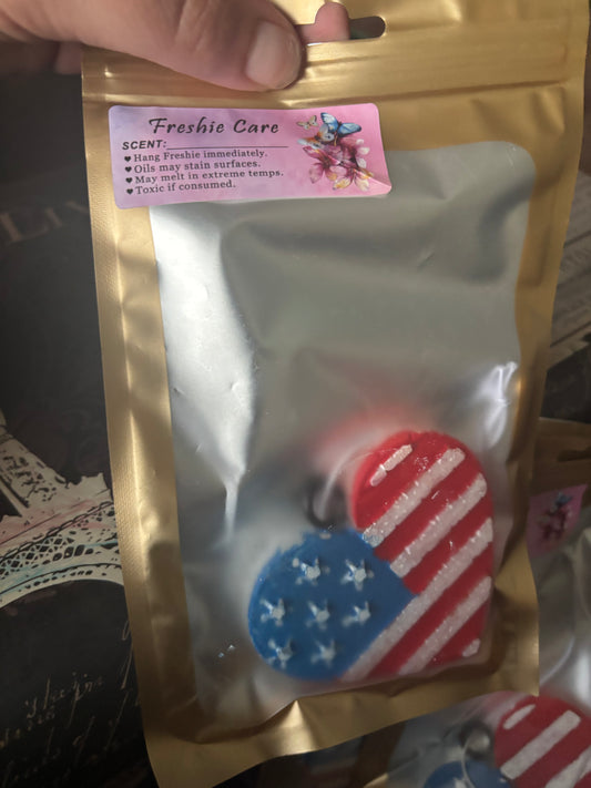 Patriotic heart citrus breeze car freshie